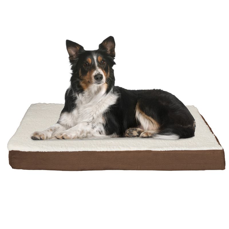 Orthopedic Dog Bed - 2-Layer Memory Foam Crate Mat with Machine Washable Cover - 36x27 Pet Bed for Large Dogs Up to 65lbs by PETMAKER (Brown), 1 of 8