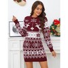 Women's Cute Ugly Christmas Sweater Dress Long Sleeve Crew Neck Pullover Reindeer Snowflakes Printed Holiday Mini Sweater Dress - 3 of 4