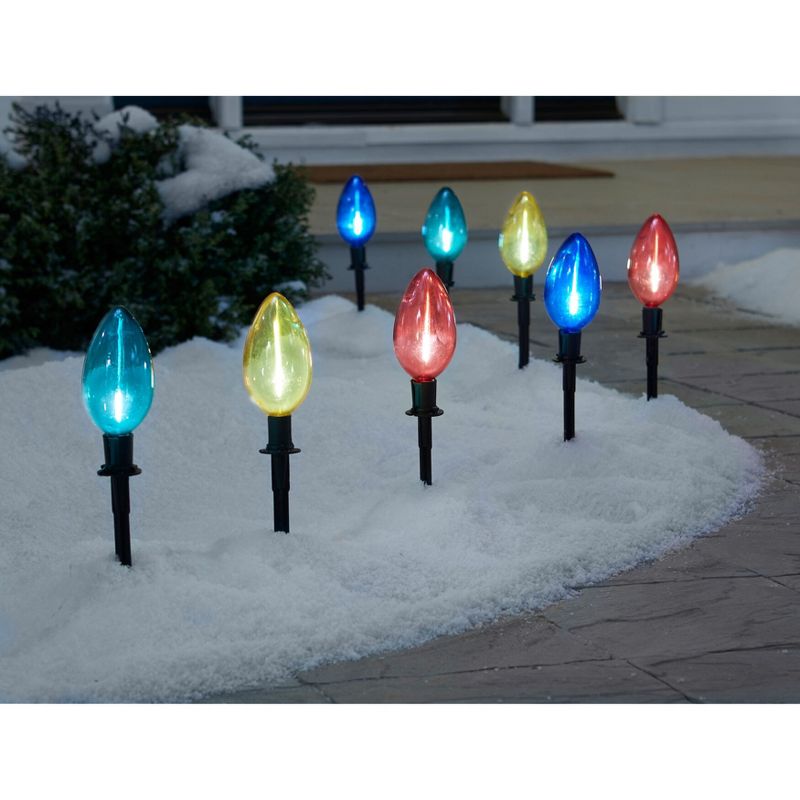 BrylaneHome Led C7 Bulb Multi-Color Pathway Lights, Set Of 8, 1 of 2