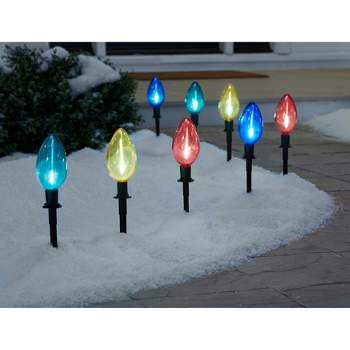 BrylaneHome Led C7 Bulb Multi-Color Pathway Lights, Set Of 8