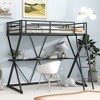 ALEXOUN Twin Size Metal Loft Bed with Desk, Ladder and Full-Length Guardrails & X-Shaped Frame,for Kids, Teens, Adults, No Box Spring Needed,Black - 4 of 4