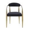 SEVOBAL Dining Chairs Set of 2 Mid-Century Modern Boucle Backrest Chairs with Black Metal Legs, Black, 22.83"*21.65"*31.9" - 3 of 4