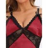 INSPIRE CHIC Women's Satin Lingerie Lace V-Neck Chemise Sleep Dress - 4 of 4