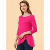 Allegra K Women's 3/4 Sleeve Round Neck Button Decor Casual Stretchy Tunic Tops - 3 of 4