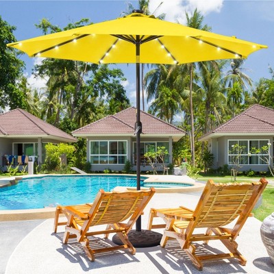 Sonkuki 9 ft LED Round Solar Lighted Patio Market Umbrella