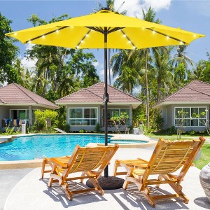 Sonkuki 9 ft Outdoor LED Round Solar Lighted Patio Market Umbrella W/Tilt, UV-Resistant Fabic for Backyard, Garden - 1 of 4