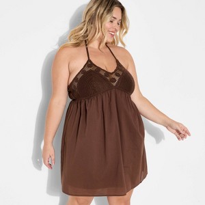 Women's Crochet Mini Babydoll Dress - Wild Fable™ - 1 of 3