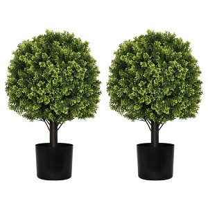 NAYSAYE Planter 55cm Artificial Topiary Boxwood Ball Trees UV Resistant Faux Shrubs for Indoor Outdoor Garden, Green, 11.8"*11.8"*21.6" - 1 of 4