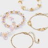 Girls' 5pk Flowers and Butterflies Bracelet Set - Cat & Jack™️ Gold/Purple: Beaded, Chain, Stretch Styles - 3 of 3