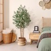 DR.Planzen 5-7FT Artificial Olive Tree with Real Wood Trunks & Triple-Stem Design in White Planter, Lifelike Faux Tree Plant for Indoor Outdoor Decor - 2 of 4