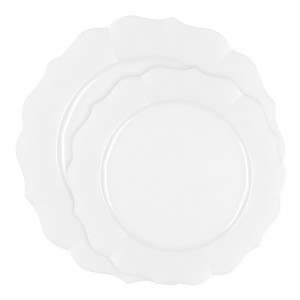 Smarty Had A Party Pearl White Round Lotus Plastic Dinnerware Set - 120 Sets - 1 of 4