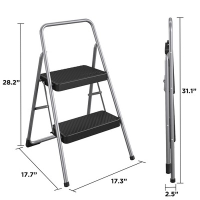 COSCO 2-Step Foldable Steel Step Stool with Slip Resistant Feet