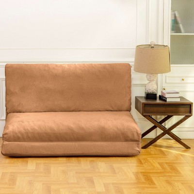 CAVINAS Faux Fur Folding Bean Bag Chair,Lazy Floor Sofa Chair with High Density Memory Foam,Cozy Lounge Chair for Living Room