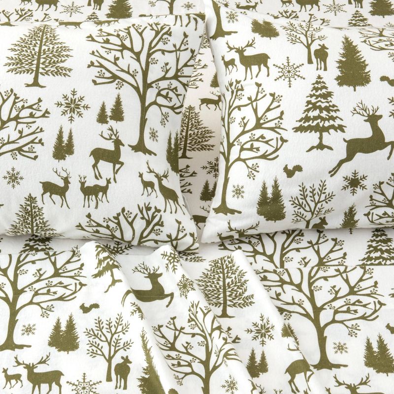 100% Turkish Cotton Flannel Printed Sheet Set - Isla Jade, 1 of 8