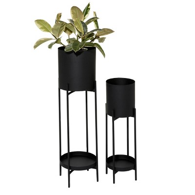 Set of 2 Metal Planters Black - Olivia & May