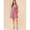 Allegra K Women's Swiss Dots Elastic Waist 3/4 Sleeve A-line Solid Flowy Chiffon Dress - 3 of 4