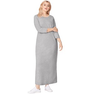 ellos Women's Plus Size Three-Quarter Sleeve Knit Maxi Dress - 1 of 4