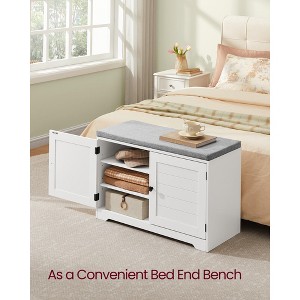 3-Tier Shoe Storage Bench with Cushion, 31.9 Inch Entryway Seat with Adjustable Shelves and Doors, Cloud White - 1 of 4