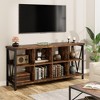 Jojoka 62" Industrial 8-Cube Storage Organizer with 3-Tier Metal Horizontal Bookcase – Long Low Console Shelf for Entryway - 2 of 4