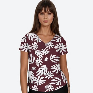 Calypsa Women's V-Neck Short Sleeve Rashguard UPF 50+ Adele Swim Top - 1 of 2