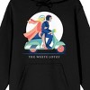White Lotus Couple On Scooter Vector Art Long Sleeve Black Adult Hooded Sweatshirt - 2 of 3