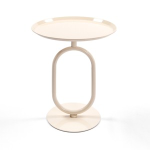 Small Round Coffee Table Metal Settee Side Table Lantern-Shaped End Table Serving Tray Top Drink Table Nesting Cocktail Tables-Cuddlewood - 1 of 4