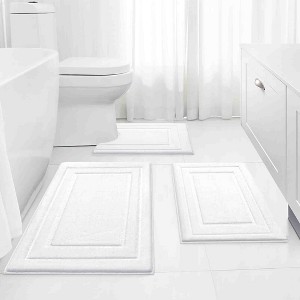 BAGOKIE 3pc Soft Microfiber Bathroom Rug Set - 1 of 4