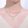 Guili 14K Gold Plated Necklace with Cubic Zirconia Heart Medallion Pendant, featuring a Curb Chain Adjustable Design for a timeless finish. - 2 of 3