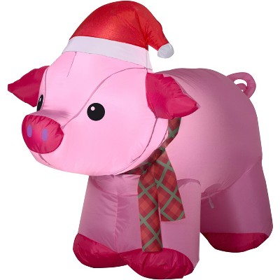 Gemmy Christmas Airblown Inflatable Pig, 2.5 ft Tall, Pink