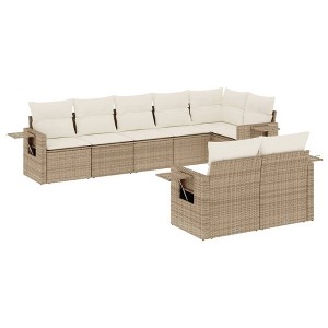 vidaXL Garden Sofa Set Beige, Cream White - 1 of 4