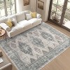 Area Rug Washable Soft Vintage Large Rug Retro Foldable Low Pile Indoor Floor Carpet Farmhouse Non-Slip Throw Rugs Dining Room - 2 of 4