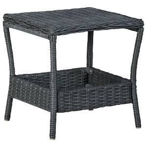 vidaXL Patio Table Dark Gray 17.7"x17.7"x18.3" Poly Rattan - 1 of 4