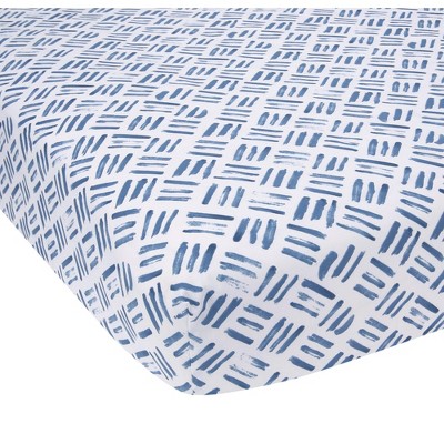 Lambs & Ivy Signature Crosshatch Organic Cotton Navy Blue Fitted Crib Sheet