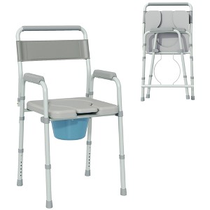 HOMCOM Bedside Commode Chair for Seniors, Adults, Handicap, Raised Toilet Seat with Arm, Adjustable Height, 300 lbs - 1 of 4