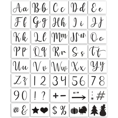Bright Creations 44 Sheets Reusable Letter and Number Stencils Template for Painting Wood Signs, Walls, Fabric, DIY Décor