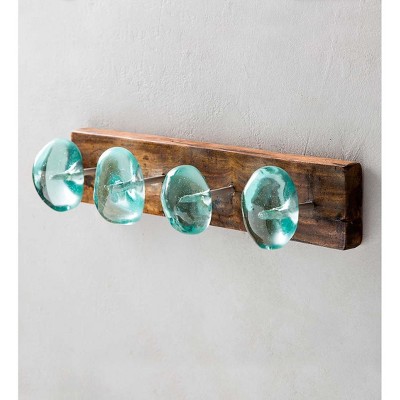 VivaTerra Recycled Glass and Reclaimed Wood Hooks - 4 Hook