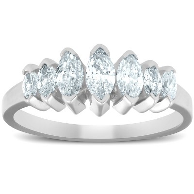 Pompeii3 14K White Gold 3/4ct Marquise Diamond Anniversary Ring