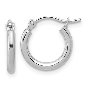 Black Bow Jewelry 2mm Round Hoop Earrings in 10k White Gold, 13mm (1/2 Inch) - 1 of 4