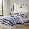 3Pcs Stripe Print Comforter Sets, Contemporary Style Lightweight Fluffy Bedding, Premium Textile Bed Set with Matching Shams - 3 of 4