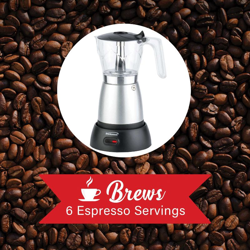 Brentwood 6-Cup Electric Moka Pot Espresso Machine, 4 of 11