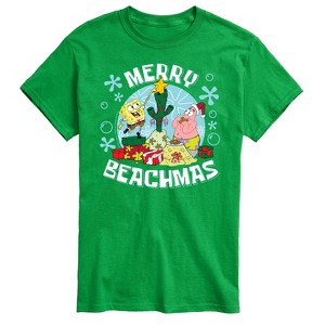 Men's - SpongeBob SquarePants - Merry Beachmas Patrick and Spongebob Short Sleeve Graphic T-Shirt - 1 of 4