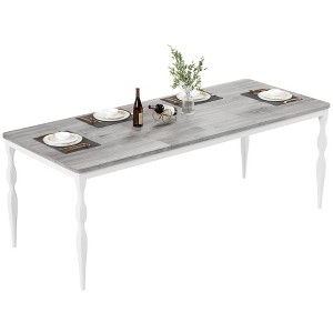 Homhougo Dining Room Table 6, 78.8'' Mid Century Kitchen Table Furniture with Metal Frame Heavy Duty Legs White - 1 of 4