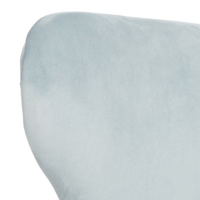 Slate Blue Velvet & Gold Wingback Transitional Accent Chair