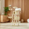 66.1 Inch Large Cat Tree Cat Tower with Scratching Posts, 2 Perches, 2 Caves, Basket, Hammock, Pompoms, Multi-Level Plush Cat Condo for Indoor Cats - 2 of 4