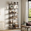 Homhougo 6 Tier Bookshelf, Tall Bookcase, Oval Vintage Bookshelf Industrial Wood and Black Metal Bookshelves Display Shelf Storage, Brown - 4 of 4