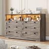 6 Drawer Dresser with LED and Power Strip, Dressers & Chests of Drawers with Storage Cabinet for Bedroom, 55" Wide Wood TV Stand - 2 of 4