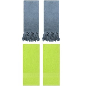REGALWOVEN 4 Packs Solid Textured and Tassels Soft Absorbent Decorative Hand Towel - 1 of 4