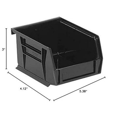 Black Stackable Plastic Storage Bin with Label Holder