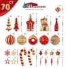 Aoibox 70pcs Shatterproof Christmas Ornaments Set Red Gold Baubles Ribbon Flowers Tree Topper Swans Snowflakes for Holiday Decor - 2 of 4