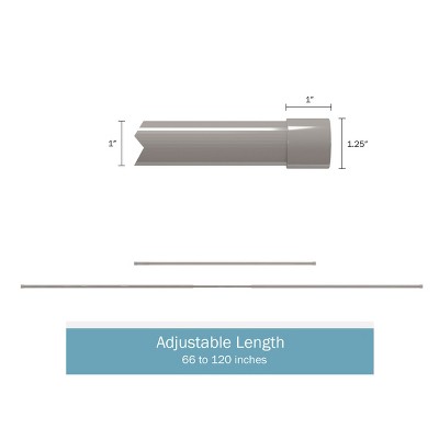 1-Inch Curtain Rod- Decorative End Cap Style Finials and Hardware- For Home Decor in Bedroom and Kitchen, 66-120-Inch by Hastings Home (Silver)